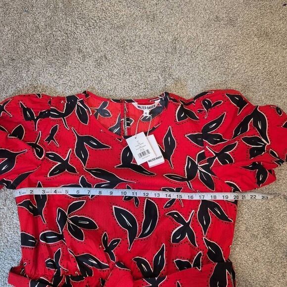 WALTER BAKER Farrah Ruched Mini Dress In Bold Persimmon Size XL - Picture 6 of 8